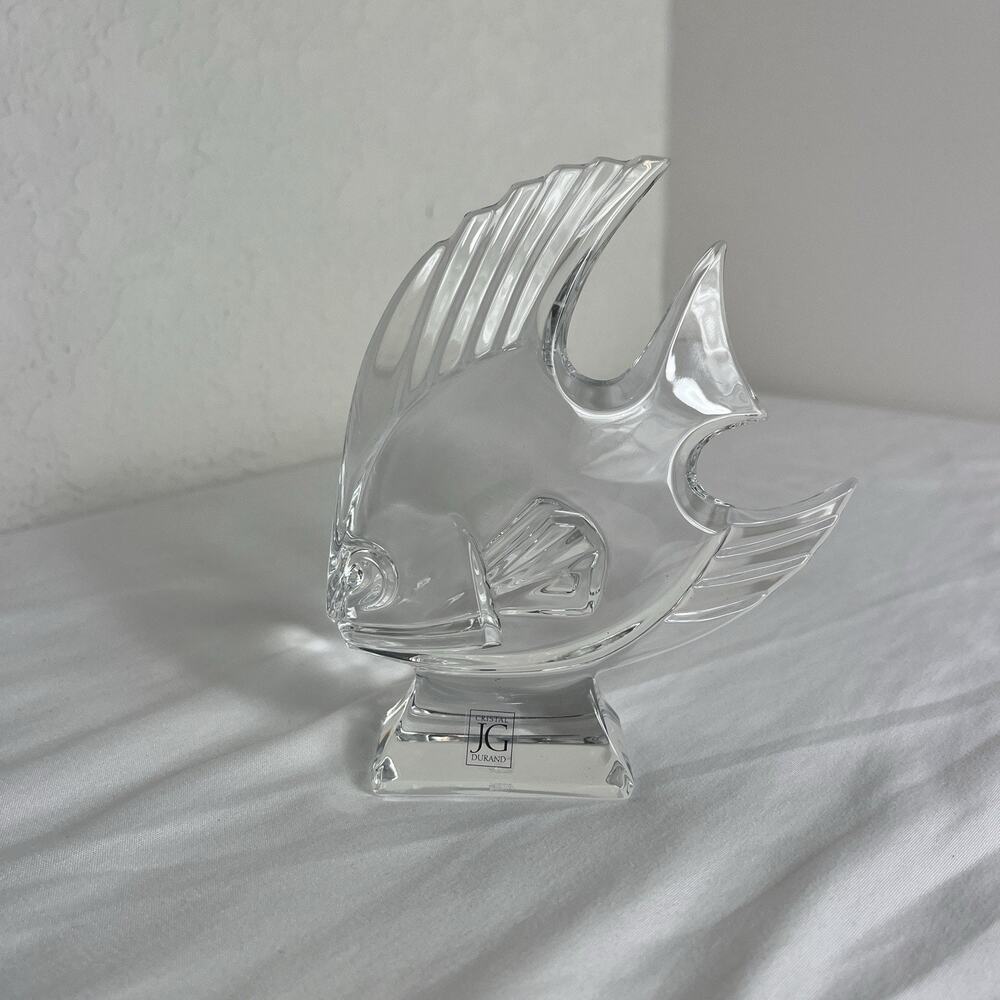 Crystal JG Durand Fish Sculpture Figurine Clear Crystal, Fishing, nautical.